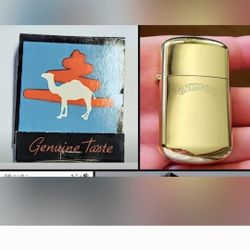 NEW Camel Cigarette Lighter Vintage 1980's Gold Flip Top Windproof-type+ Matches
