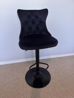 New Velvet Swivel Bar Stool, Black