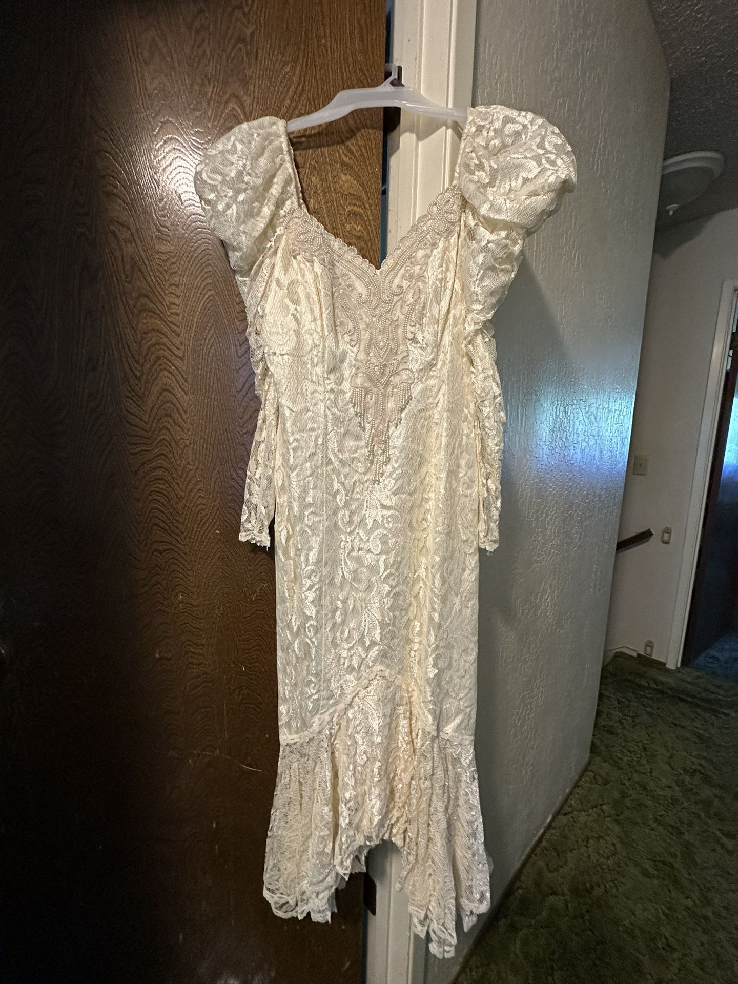 Mermaid beaded  Cream  lace Dress