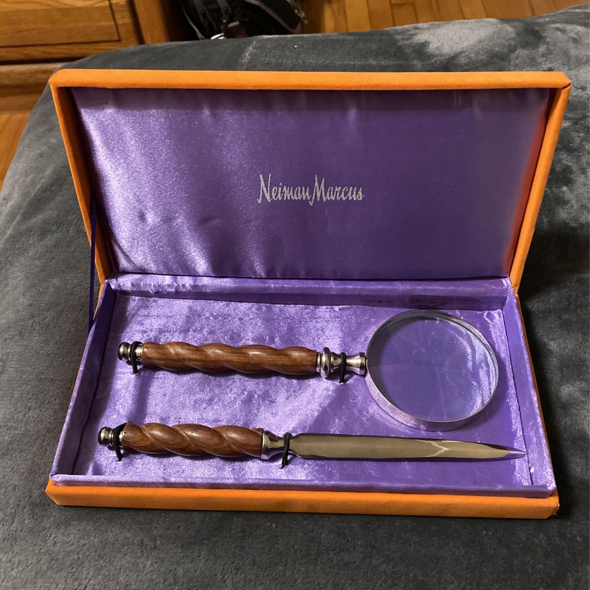 Vintage Neiman Marcus Magnifying Glass & Letter Opener Set