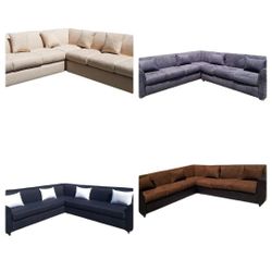 NEW 9x9ft SECTIONAL  Couches . Gibson CREAM  ,CHARCOAL Microfiber, Black FABRIC,  CHOCOLATE MICROFIBER COMBO Sofa / More Color FABRIC Available. 