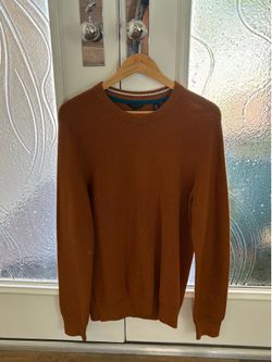 Ted Baker London Men’s Textured Crewneck Sweater Size 3 Medium M Cognac Brown Designer