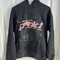 Size L Black Vintage Pink Spider Hoodie, Brand New
