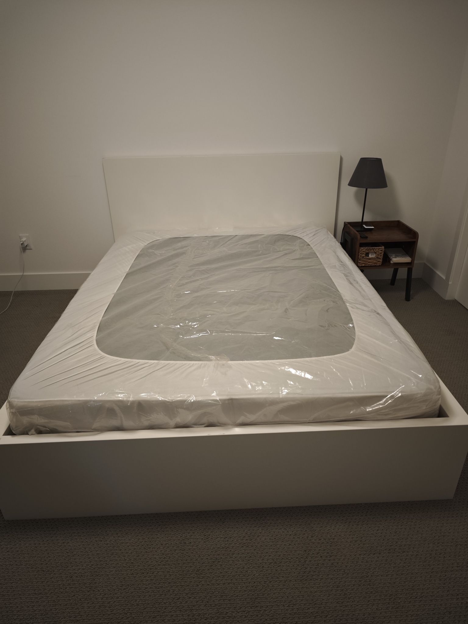 Queen Bed Frame With Foundation And Mattress (Excellent Condition)