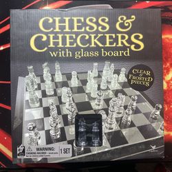 Chess & Checkers Glass Board Game 