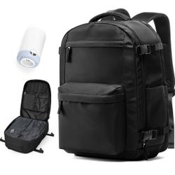 Vacuum Travel Backpack with Pump for Women, Personal Item Carry on Backpacks Flight Approved for Men,Laptop Waterproof Work Compression bags Casual Da