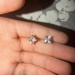  Stud Earrings  For Men  Gold Backings  And Silver Gem 