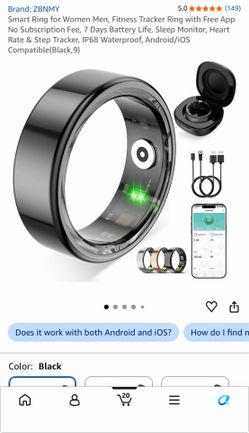 Smart Ring for Women Men, Fitness Tracker Ring with Free App No Subscription Fee, 7 Days Battery Life, Sleep Monitor, Heart Rate & Step Tracker, IP68 