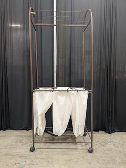 Bronze Metal Rolling Laundry Sorter with Drying Rack