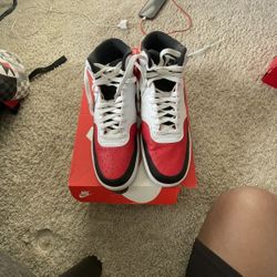 Red And White Nike Court Vison Mid NBA 