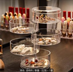 Rotating Makeup Box Five Layer Transparent Cosmetic Rotating Jewelry Display Stand Earrings Bracelet Necklace Earrings Storage Box Cosmetics and Perfu