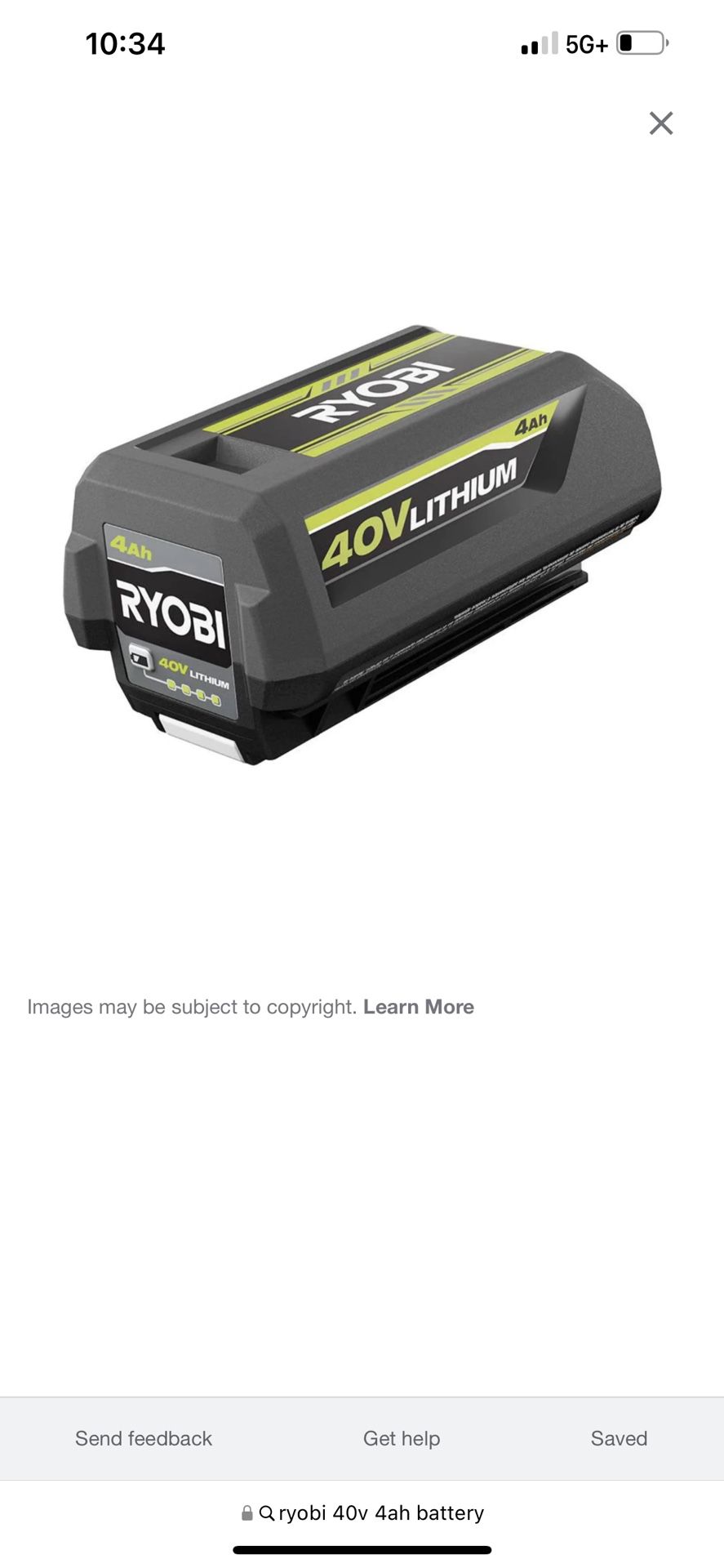 Ryobi 40 V 4ah Battery 