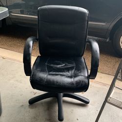 Leather Office Chair Black Leather Excellent Condition Very Comfortable 