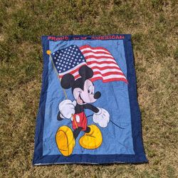 Mickey Mouse vintage children's patriotic blanket Proud To Be American