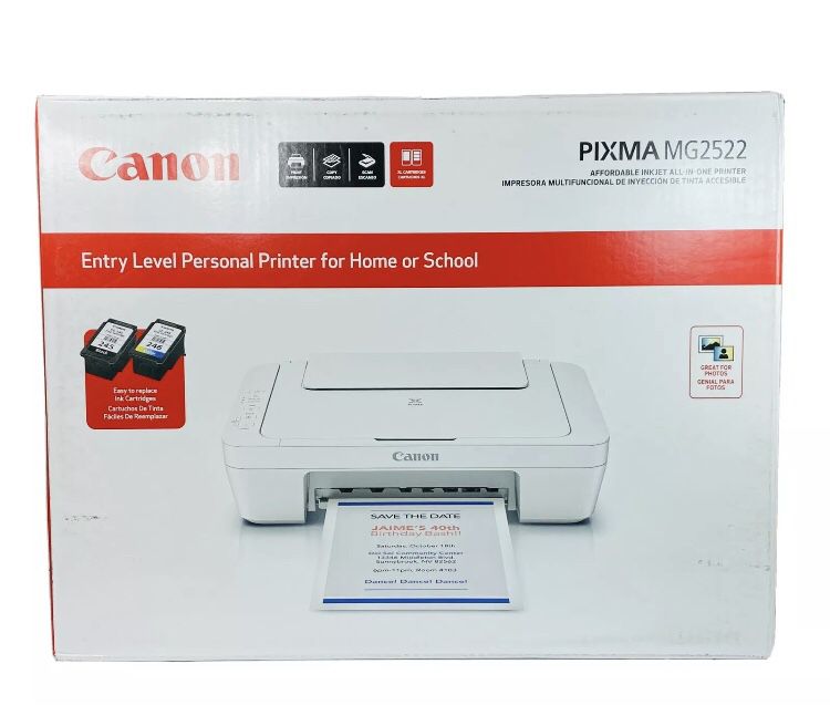 Canon Pixma MG2522 All-in-1 Printer, Scanner & Copier Color / Black Ink Included