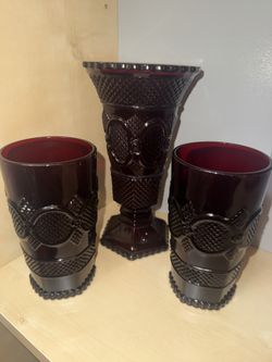 Avon 1876 Cape Cod Collection of ruby red pressed glass