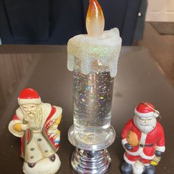 VINTAGE SANTAS & CANDLE