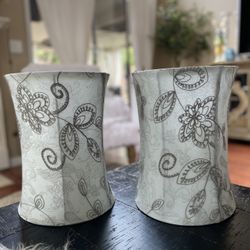 Set Of Gray Hint Of Sky  Color Lamp Shades  Excellent Condition $30 Set 