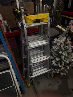 18 ft Reach Aluminum Multi-Position Ladder with Tool Hangers, 300 lbs. Load Capa