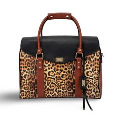 BADGLEY MISCHKA Leopard Travel Tote Weekender Bag- LEOPARD
