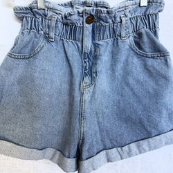 UK Brand River Island Retro Baggy Gathered High Waist Women’s Shorts Size 28-32 (Stretched Elastic)  