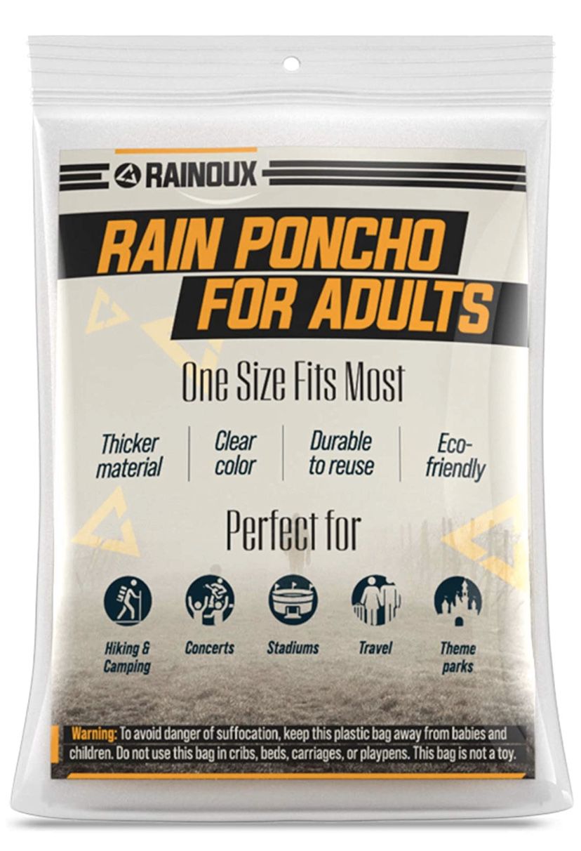 5 Pack Disposable Rain Ponchos for Adults – Clear Emergency Raincoat with Drawstring Hood | Perfect Rain Gear for Camping, Hiking, Concerts and Them