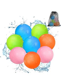 Reusable Water Balloons - Quick Fill Water Balls Toys For kids and adults - 8 pk