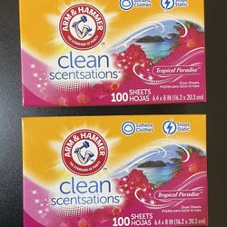 2pack ARM & HAMMER Fabric Softener Sheets, Tropical Paradise, 100 ct