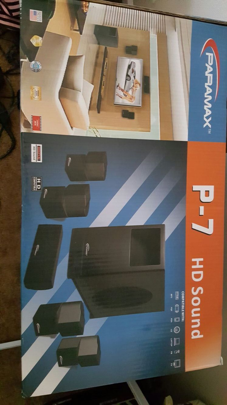 Paramax P-7 Home Theater Surround Sound 500W 5 Way Speaker System P7 Manual
