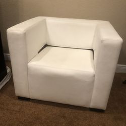 Single White Leather Accent Chair - Very Comfortable 