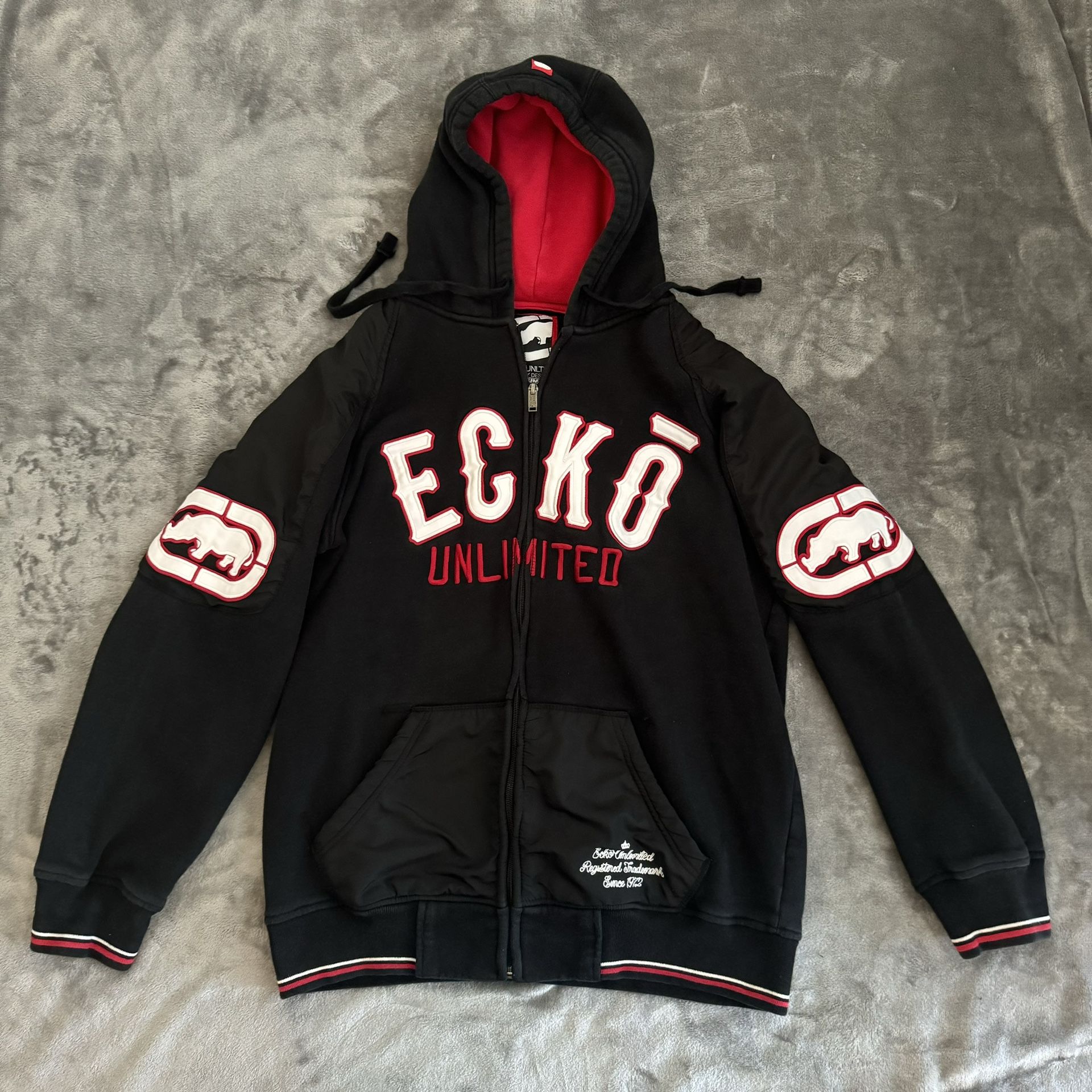 Vintage Ecko Unltd Streetwear Hip Hop Y2K Zip Hoodie Sweatshirt