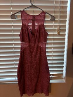 Burgundy Lace Mini Dress