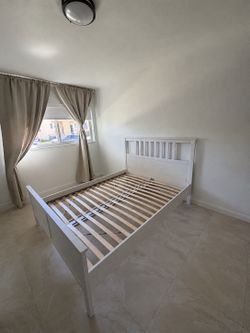 IKEA HEMNES Queen Bed Frame + LURÖY Slats – White – Great Condition - FIRM PRICE