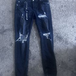 Purple Jeans With Black Tag