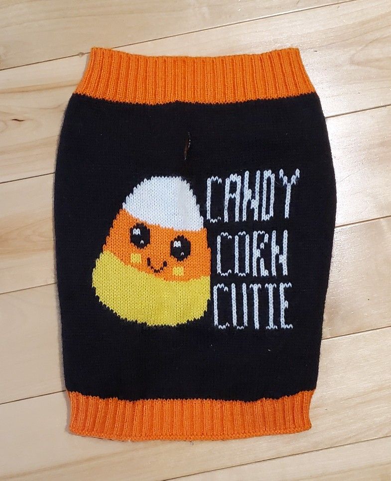 'Candy Corn Cutie' Halloween Dog Sweater (M)
