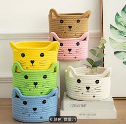 Cat Woven Gift Basket Storage