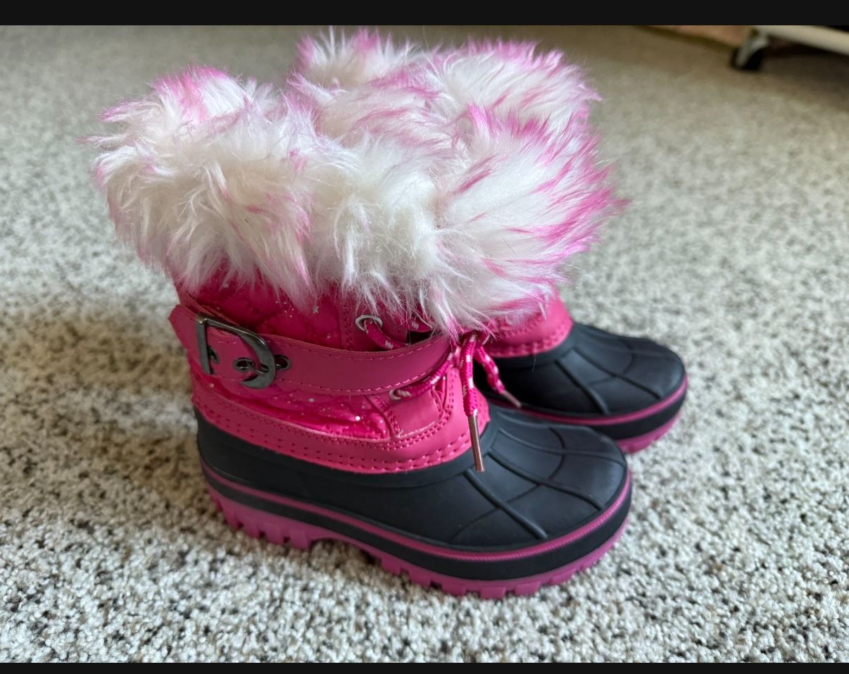 Girls Pink White Black Snow Boots 9 9c