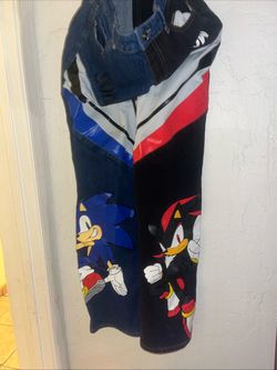 Sega Sonic The Hedgehog Shadow & Sonic Split Wide Leg Denim Pants Size 13.  $80