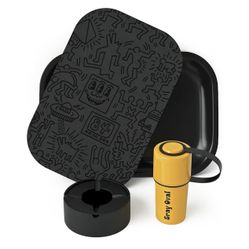 Black Rolling Tray Set