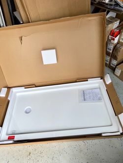 60”X32” Shower Base Pan Stand Up Left Drain in White bath bathroom floor