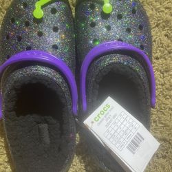 black glittery crocs