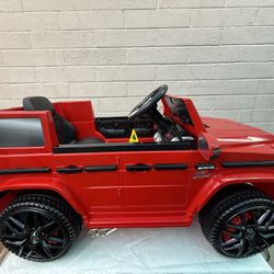 Electric Car For Kids Licensed Mercedes-Benz G63 12V Ride On Toy With Remote Control Ride On Car With LED Light MP3 USB Bluetooth, RedM