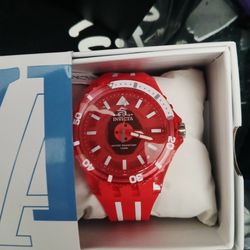 Invicta Red Diver Watch with Silicone Band