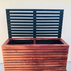 Beautiful privacy wall Frame Planter Box Garden Bed Outdoor Design cedar redwood AC pool equipment cover