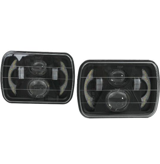 7×6 5x7 LED Headlights with DRL Amber Turn Signal Light Hi/Low Sealed Beam Compatible with Jeep XJ YJ express Pickup Replacement Assembly H6054 H5054 