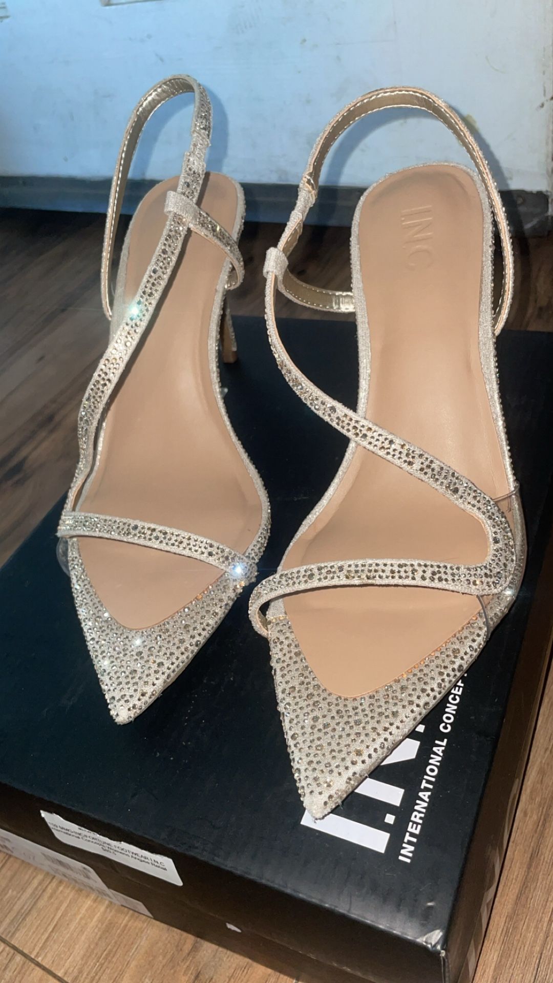 I.N.C Champagne Crystal Heels SZ9