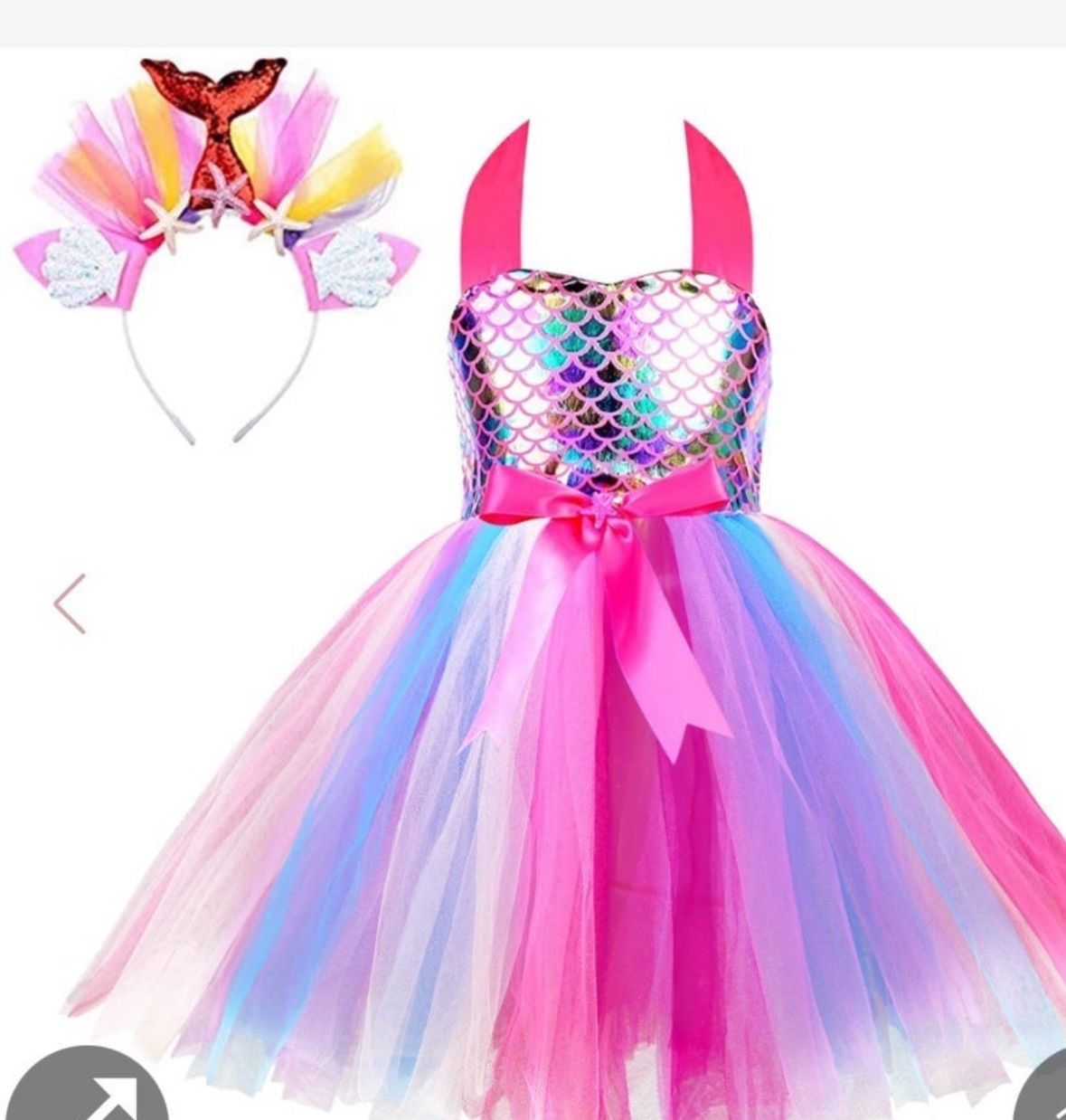 Simplecc Girls Mermaid Costume Mermaid Princess Tutu Dress For Birthday Party Size 5-6 Years