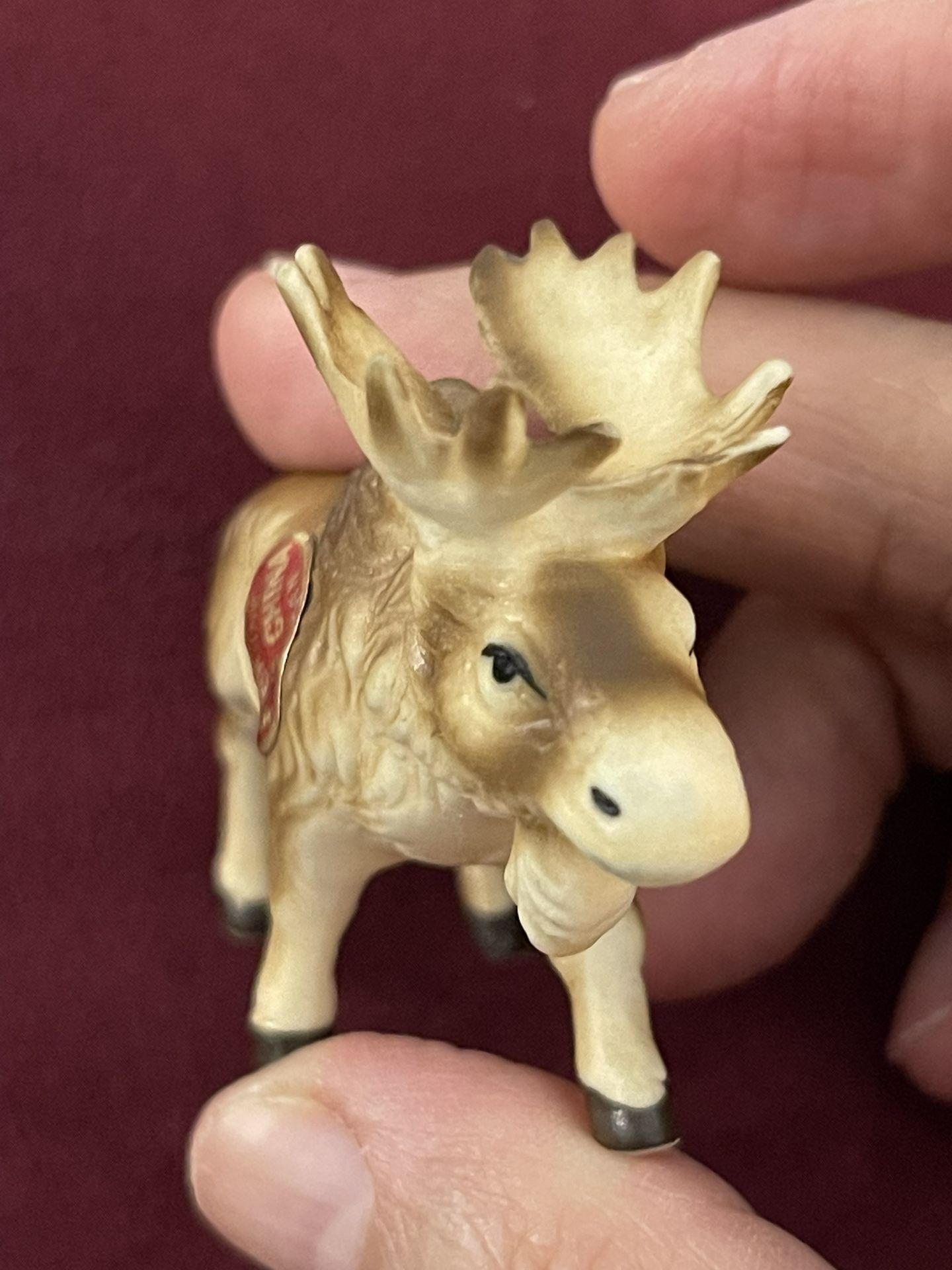 Antique Vintage 1960’s Moose Miniature Figurine Handpainted Bone China 1-1/2 X 2-1/2 Inches 