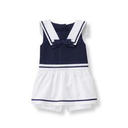 JANIE AND JACK Navy Sailor Skirted Romper girl, size 3