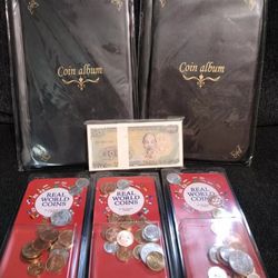 Uncirculated Foreign Currency & New Coin Albums LOT